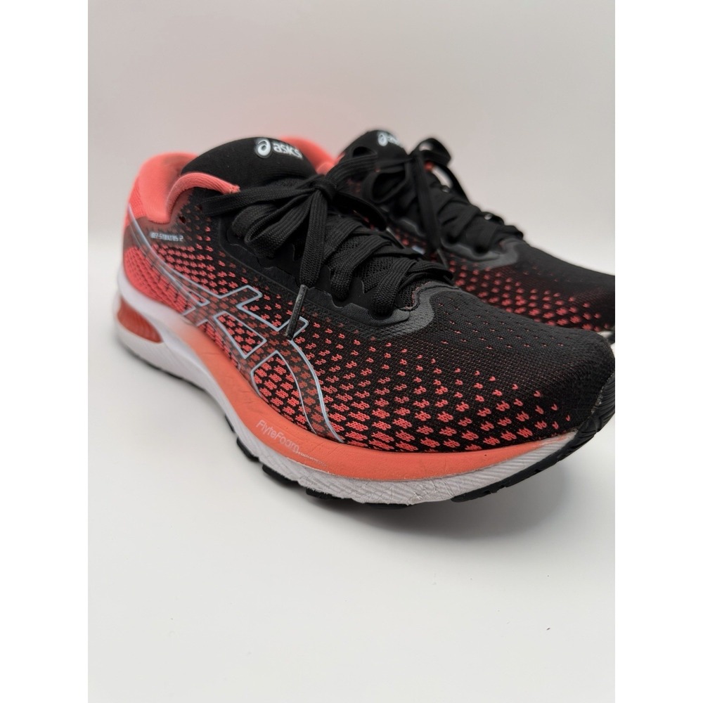 ASICS Gel-Stratus 2 Womens Size 8.5 Coral Black Running Shoes FlyteFoam Athletic